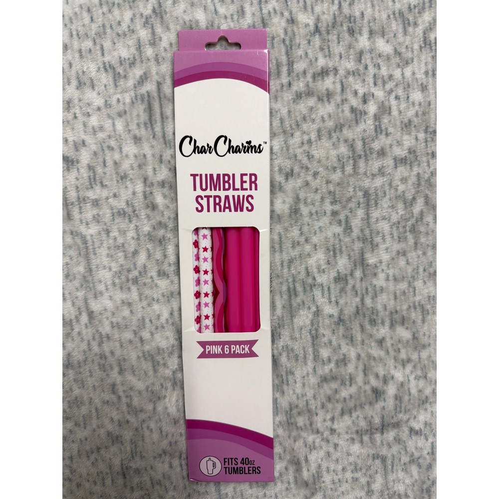 CharCharms Pink 6 Pack Reusable‎ Tumbler Straws for 40oz Cups Pink Pack BPA Free